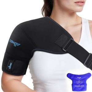 lot 14101 image: NEWGO Shoulder Ice Pack Wrap - FSA Eligible, Reusable Gel Cold Compression Sleeve for Rotator Cuff, Shoulder Surgery Recovery & Injuries, Tendinitis, Frozen Shoulder - Fits Both Shoulders