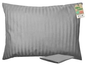lot 14391 image: ZPECC Toddler Pillow with Pillowcase - 13x18 Organic Cotton Hypoallergenic Kids Pillow, Baby Essentials for Travel Crib Daycare Stroller (Intended for Age 2 and up) Grey Stripe