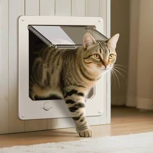 lot 14400 image: LIBBEPET Thin Cat Door, Safety Pet Door for Cats Up to 18 lbs, Interior Cat Door with 4 Way Locking for Window, Sliding Door and Cat House, Easy to Install, Lagre