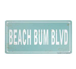 lot 14402 image: Retro Metal Sign Vintage Tin Sign Beach Bum BLVD Sign for Plaque Poster Cafe Wall Art Gift 12 X 8 INCH