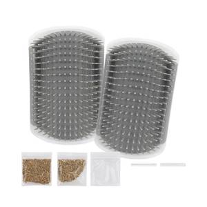 lot 14408 image: Cat Self Groomer for Wall �� 2-Pack Cat Corner Brush & Scratcher with Catnip �� Self Grooming Wall Mounted Brush for Indoor Cats