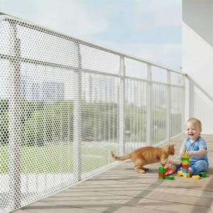 lot 14422 image: KALYVON Banister Guard 15ft X 3ft Thick, Balcony Netting for Pets, Balcony Safety Net for Kids, Baby Fence Door Balcony Railing Cover with No Drilling for Apartment Railing(White