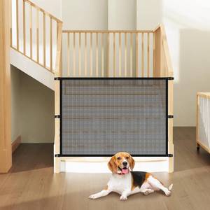 lot 14445 image: Dog Pet Mesh Gate Stairs - Baby Safety Barrier Gates for Stairway - No Drilling Puppy Gates for Indoor - Banister to Banister Baby Gates for Stairs