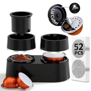 lot 14461 image: Reusable Coffee Pods Kit Compatible for Nespresso Vertuoline Pods, Refill Dual Pods Kit with Upgrade Lid Opener, 52 Pcs Aluminum Foil Seals Lids for Nespresso VertuoPlus Espresso Machine(No pods)