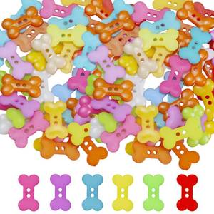 lot 14468 image: pson 100PCS Assorted Colors Decorative Dog Bone Buttons, 2-Hole Flatback Sewing Buttons for Handmade, Scrapbooking, Clothes, Shoes, DIY, Craft