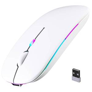 lot 14474 image: Wireless Bluetooth Mouse, Rechargeable, LED, Silent, Ultra-thin Design (Bluetooth 5.2 and 2.4GHz USB Receiver)  Portable Computer Mouse for Laptops, iPads, MacBooks and Apple Devices (white)