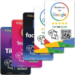 lot 14477 image: TapFive Google Review Tap Cards  Follow Us on Instagram Facebook TikTok - Tap for Instant Reviews & Followers - All Phones Compatible - Reusable NFC & QR (5-Pack Social Pack)