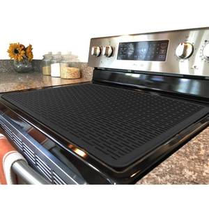 lot 16023 image: YUHFERA Stove Top Cover for Electric Stove - Silicone Stove Mat for Glass Top, Glass Cooktop Protector, XL Dish Drying Mats For Kitchen,Oven Covers for Electric Stove (Black,30 x 21)
