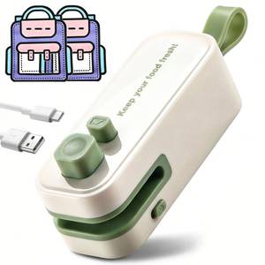 lot 16025 image: 2 in 1 Mini Bag Sealer, Rechargeable Heat Sealer with Cutter and Magnet,Portable Chip Bag Resealer for Food Storage Snacks Freshness