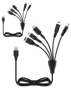 lot 16027 image: TNJPSEK 3DS USB-C Charger Cable, 7 Type-C Female Power Charging Cable Compatible with 3DS 2DS DSi Series (Not for DSDS Lite) (Black, 5-in-1 & 2 Pcs)