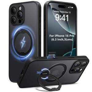 lot 16030 image: Dibrell Magnetic for iPhone 16 Pro Case,Unbreakable & Magnetic StandMilitary-Grade Protection Phone Case Compatible with MagSafe Slim Translucent Matte Shockproof Phone Cover,Black