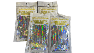 lot 16035 image: Metallic Fringe Table Skirts Party Decorations Set of 4