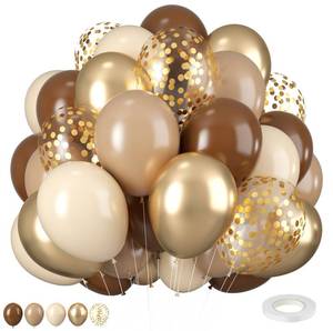 lot 16042 image: Retro Brown Cream & Metallic Sand Gold Balloons - 12 Inch, Perfect for Birthday, Baby Shower, Wedding & Boho Decorations