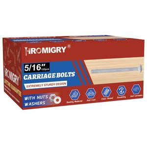 lot 16045 image: HROMIGRY 516 x 1-12 Carriage Bolts (100 PCS), Hot Dip Galvanized, Heavy Duty Round Head with Washers and Nuts