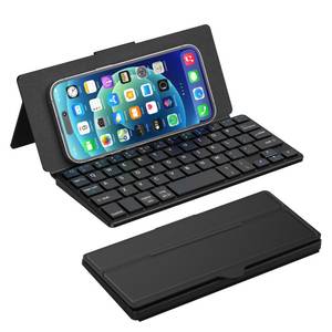 lot 16052 image: Doohoeek Universal Bluetooth Keyboard for Samsung Galaxy Z Fold, iPad mini 7 2024 & Phones, Dual Bluetooth Mini Keyboard with Any-Angle Kickstand & Leather Cover for Android, Windows and iOS