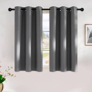 lot 16486 image: NICETOWN Grey Kitchen Blackout Short Curtain Panels for Bedroom, 45 Inch Long Thermal Insulated Grommet Top Blackout Draperies and Drapes (2 Panels, W42 x L45 -Inch, Grey)