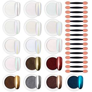 lot 16491 image: Artdone Chrome Nail Powder Magic White Pearl Kit Mirror Effect Silver Metallic Holographic Dip Nail Powder For Resin Craft & Nail Art Decoration