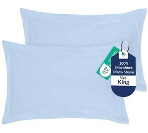 lot 16493 image: Royale Linens Pillow Shams 2 Pack King Size 20x36 Inch - Brushed 1800 Microfiber - Bed Pillow Shams, Wrinkle Resistant Super Soft and Cozy - Back Overlap Closure - Oxford Pillowcase (King, Lake Blue)
