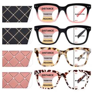 lot 16495 image: CHOFILORD Progressive Multifocus Reading Glasses for Women Men Blue Light Blocking Spring Hinge Square Computer Readers (4 Pack Mixed B, 1.5, Diopters)