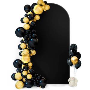 lot 16496 image: Hemmotop 7.2 ft Black Arch Backdrop Cover (No Arch Stand), Double-Sided Spandex Arch Covers Stretchy Backdrop for Party, Wedding, Birthday, Baby Shower, Reusable for Balloon Arches