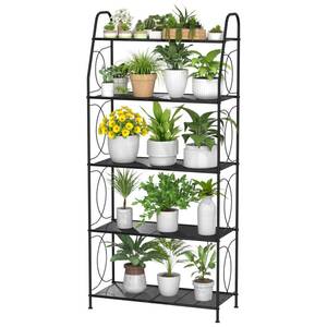 lot 17717 image: VyGrow 5 Tier Plant Stand Indoor Outdoor, Heavy Duty Plant Shelf, Metal Mesh Tall Plant Stands Holder Rack for Living Room Balcony and Garden, Black