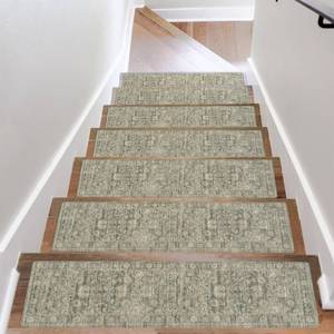 lot 17720 image: OJIA Stair Treads Non Slip Stair Runners for Wooden Steps, 8x30 Rubber Backing Stair Mats Carpet Stair Tread Covers Staircase Step Treads for Dogs, Kids & Elders, Brown, 15PCS