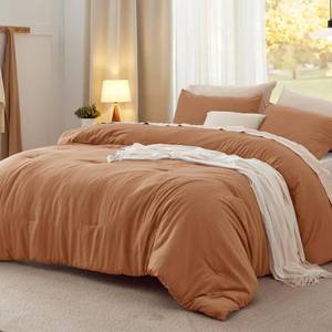 lot 17722 image: Bedsure King Comforter Set, Pumpkin Soft Prewashed Bedding for All Seasons, 3 Pieces GentleSoft�� Bed Set, 1 Lightweight Comforter (104x90) and 2 Pillowcases (20x36)
