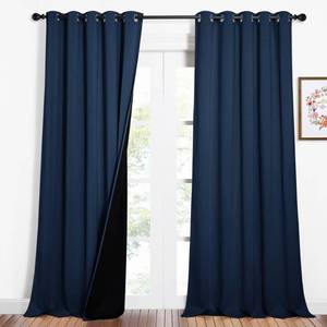 lot 17727 image: NICETOWN 100% Blackout Blinds, Laundry Room Decor Window Treatment Curtains, Thermal Insulated Energy Smart Drapes and Draperies for Villa, Hall and Studio, Navy Blue, Set of 2, 62 inches x 95 inches