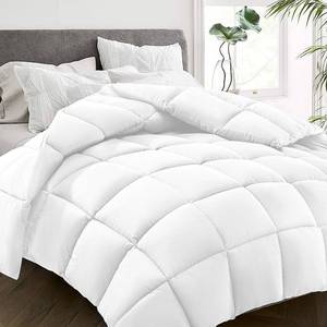 lot 17733 image: HYLEORY All-Season King Size Bed Comforter - Cooling Goose Down Alternative Quilted Duvet Insert with Corner Tabs - Winter Warm - Machine Washable - White