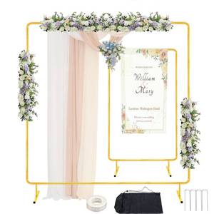 lot 17742 image: Antizz 6.6FT Square Wedding Balloon Arch Stand, Backdrop Stand for Parties, Gold Metal Rectangular Background Arch Frame for Ceremony Birthday Anniversary Bridal Graduation Decoration