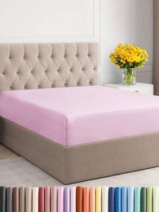 lot 18356 image: King Fitted Bed Sheet - Bottom Single Fitted Sheet Only - Soft Hotel Luxury Bedding w 8-16 Inch Deep Pockets - Breathable, Cooling & Wrinkle Free - Easy-Care, Fade and Shrink Resistant - Light Pink