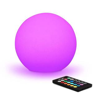 lot 18364 image: Mr.Go 6-inch RGB Color-Changing LED Globe Orb Light wRemote, Mood Lamp Kids Night Light, 16 Dimmable Colors & 4 Modes, Battery & AC Adapter Power, Home Bedroom Patio Pool Decorative Lighting