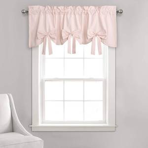lot 18374 image: Lush Decor Melody Bow Valance Curtain 52 W x 18 L 3 Blush - Bow Curtains - Kitchen Valances for Windows - Coquette Valance Curtains for Bathroom