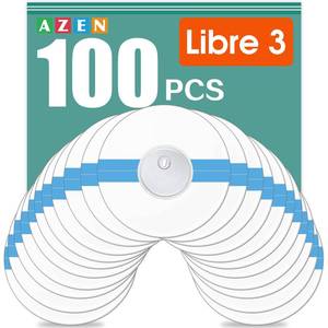 lot 18376 image: AZEN 100 Pack Freestyle Sensor Covers for Libre 3, Waterproof Adhesive Patches, Waterproof Adhesive Transparent Tape