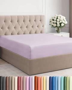 lot 18378 image: King Fitted Bed Sheet - Bottom Single Fitted Sheet Only - Ultra-Soft Hotel Luxury Bedding w 8-16 Inch Deep Pockets - Breathable & Wrinkle Free - Easy-Care, Fade & Shrink Resistant - Light Lavender