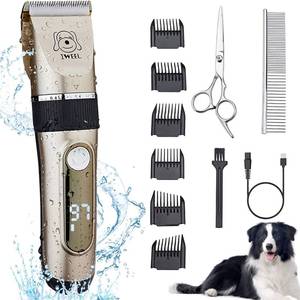 lot 18380 image: IWEEL Dog Clippers, 2-Speed Professional Rechargeable Cordless Cat Shaver and Low Noise Water Proof Electric Dog Trimmer Pet Grooming Kit Animal Hair Clippers Tool with Scissors Combs