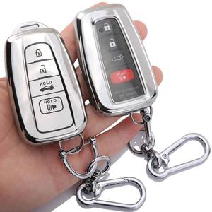 lot 18384 image: 2-Pack for Toyota Key Fob Cover Keychain Key Case Fits 2017-2025 RAV4CorollaHighlanderPrius PrimeAvalonCamry86Mirai