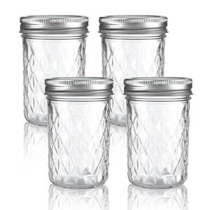 lot 19362 image: MOLADRI 12 oz350 ml Clear Glass Storage Canister with Airtight Lid, 4 Pack Cute Decorative Mason Container Jar for Salad, Overnight Oats, Snacks, Yogurt, Cereal, Fruit, Spice, Sugar, Coffee
