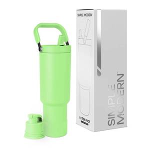 lot 19363 image: Simple Modern Trek Pivot  40oz Flip Straw Tumbler with Handle  Water Bottle & Boot  Interchangeable Straw & Chug Lids  Insulated Stainless Steel Jug  Gym Sports Outdoors  Baja (MISSING LID)