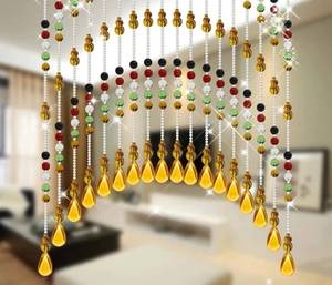 lot 19369 image: Rekelola Beaded Curtain for Doorways,Hanging Glass Clear Crystal Door Beads Curtains for Windows Room Divider Bedroom Coffee House (25 Strings ColourAmber)