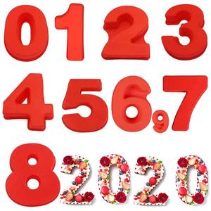 lot 19373 image: 10 Inch 9 pieces Large Size Number Moulds Baking Forms Silicone Number Mold Cake Pan (10 inch)