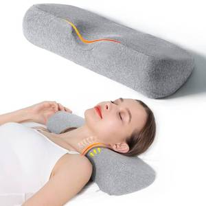lot 19384 image: Cervical Neck Pillows for Pain Relief Sleeping, Memory Foam Neck Bolster Pillow for Stiff Pain Relief, Neck Support Pillow Neck Roll Pillow for Bed Pillow (Light Grey)