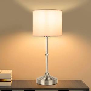 lot 19398 image: JHWDHD Cordless Touch Table Lamp for Bedroom, 5200mAh Rechargeable Battery Operated Nightstand Light with Fabric Shade, Stepless Dimming 2700K Desk Lamp for BedsideReadingHome Office, Brushed Nickel