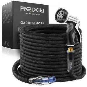 lot 19400 image: Relxitl Garden Hose, Flexible Water Hose, Ultra Lightweight Non-Expanding hose with 10 Function Sprayer, Leak proof, Pressure Resistant for Yard, Outdoor (Black, 50FT)