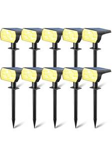 lot 19401 image: Kaxiida Solar Lights Outdoor Waterproof IP68, 3 Lighting Models Solar Powered Spot Lights Outdoor, 56LED Solar Light Dusk to Dawn for Yard Patio Garden Pathway Landscape Lighting (Warm White,10 Pack)