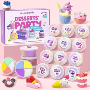 lot 19409 image: Air Dry Clay for Kids,12 Desserts Theme Party Foam Clay,Ultra Light Modeling Clay Kit, DIY Art and Home Party Favors for Boys & Girls (Dessert)