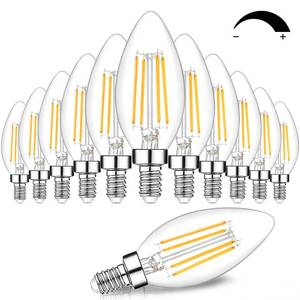 lot 19416 image: 12-Pack Dimmable E12 LED Candelabra Bulbs 60W Equivalent, 2700K Soft Warm White, 600 Lumens B11 Candle Base 6W C35 LED Filament Vintage Light Bulbs, Clear Glass for Chandelier Ceiling Fan High CRI 90