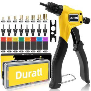 lot 19419 image: Duratl Rivet Nut Tool Kit, 8-Inch Hand Rivnut Tool for Tight Spaces, Nutsert Tool Kit with 96pcs Rivnuts, 8 Metric & SAE Mandrels (M3-M6, 6-32, 8-32, 10-24, 14-20), Durable Carrying Case Included