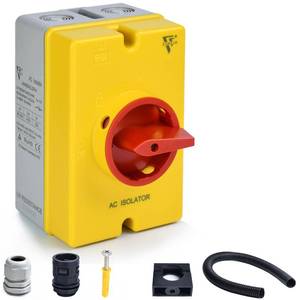 lot 19424 image: 32 Amp AC Disconnect Switch Box Outdoor, 110V 220V 690V AC Isolator Switch, 4 Pole, IP66 Waterproof Isolation PV 3 Phase Disconnect Switch On Off 2 Position