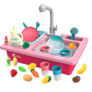 lot 19425 image: CUTE STONE Color Changing Play Kitchen Sink Toys, Children Electric Dishwasher Playing Toy with Running Water,Upgraded Real Faucet and Play Dishes,Pretend Role Play Toys for Kids Boys Girls
